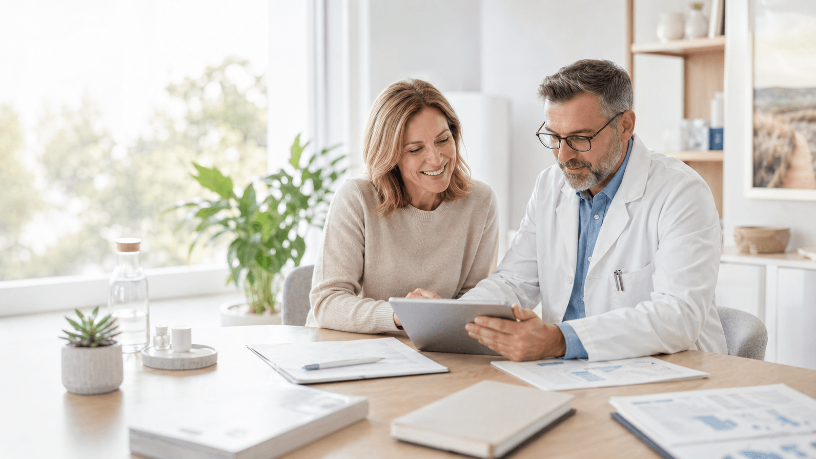 Professional reviewing prevention insights with a client